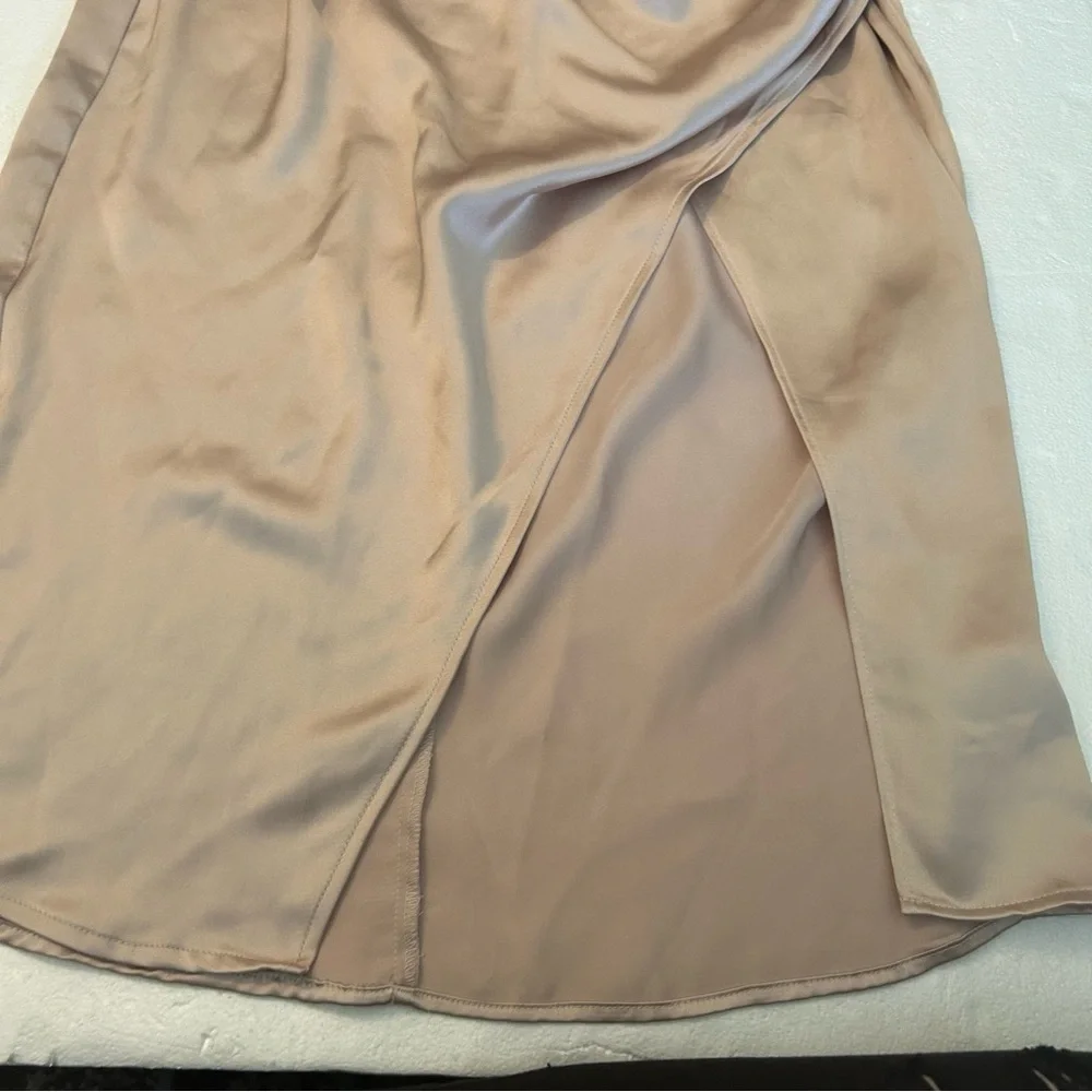 Rachel Zoe champagne silky elastic waist slit skirt - Picture 6 of 9